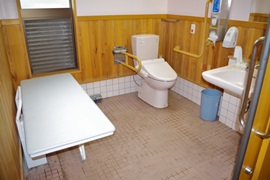 宇治浦田観光案内所内車いす対応トイレ　向かって左個室内部のようす